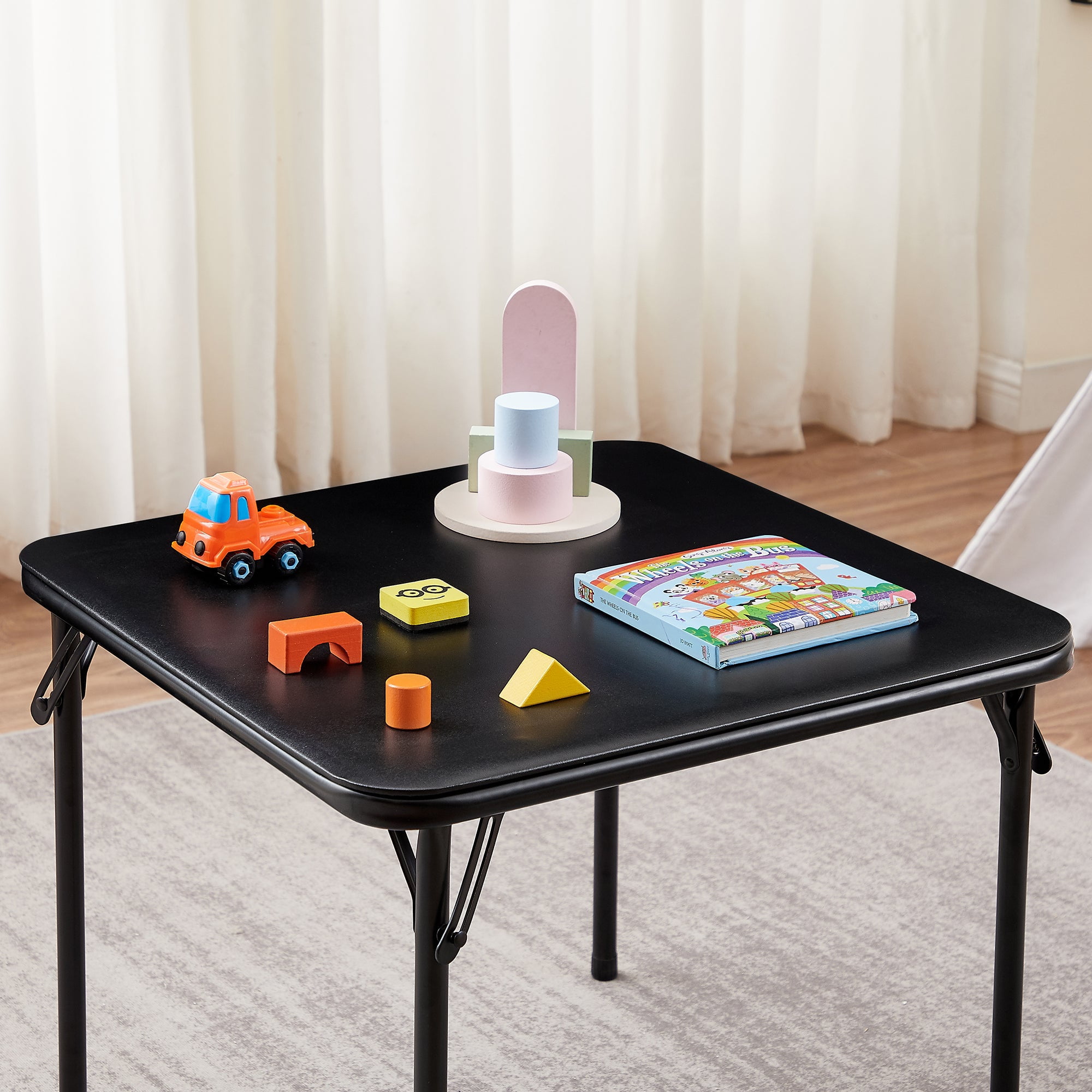 VECELO Kids 3-Piece Folding Activity Table and 2 Chairs Set, Black