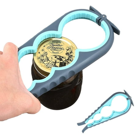 Pitjeck Jar Opener for Weak Hands, Seniors with Arthritis, Bottle Opener to Remove Stubborn Lids, Mutil Can Opener Gripper for Anyone with Low Strength (Blue and Grey)