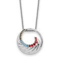 thumbnail image 1 of Diamond2Deal Collier Cercle Heureux en Argent Sterling 925 Rhodié Multi-Couleur CZ pour Femmes 18 Pouces, 1 of 5