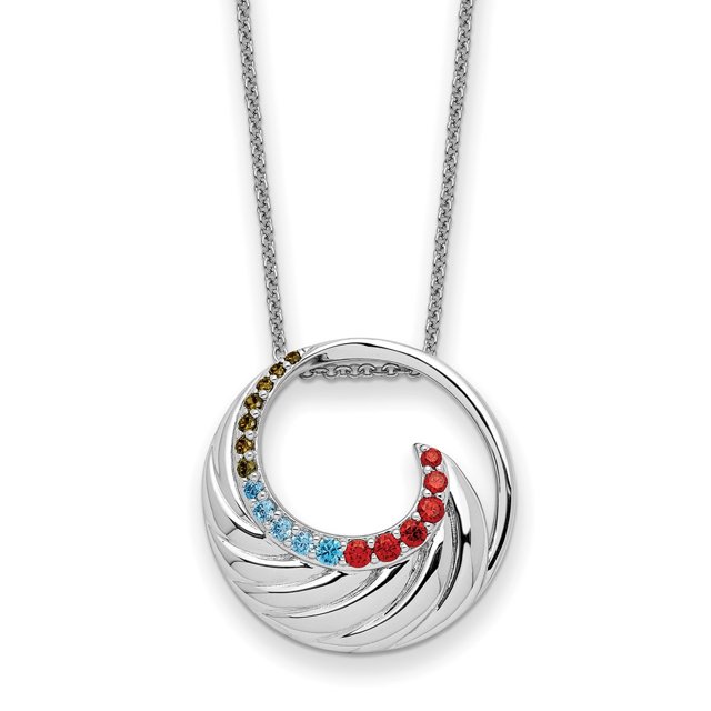 Diamond2Deal Collier Cercle Heureux en Argent Sterling 925 Rhodié Multi-Couleur CZ pour Femmes 18 Pouces