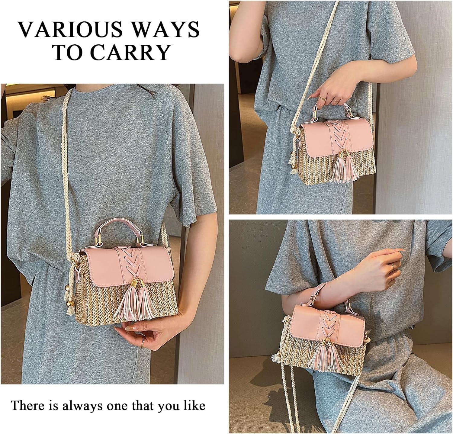 Straw Crossbody Bags for Women, Summer Straw Purses and Handbags Shoulder Clutch Bag for Vacation