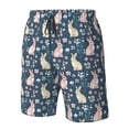 thumbnail image 6 of Uemuo Cute Rabbit Floral Pattern Men's Swim Trunks Hawaiian Beach Bathing Suit Swimsuits Beach Quick-Dry Shorts with Pockets-3X-Large, 6 of 9