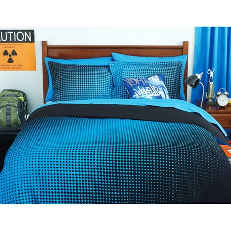 your zone reversible comforter cover & sham set, half-tone/rich black
