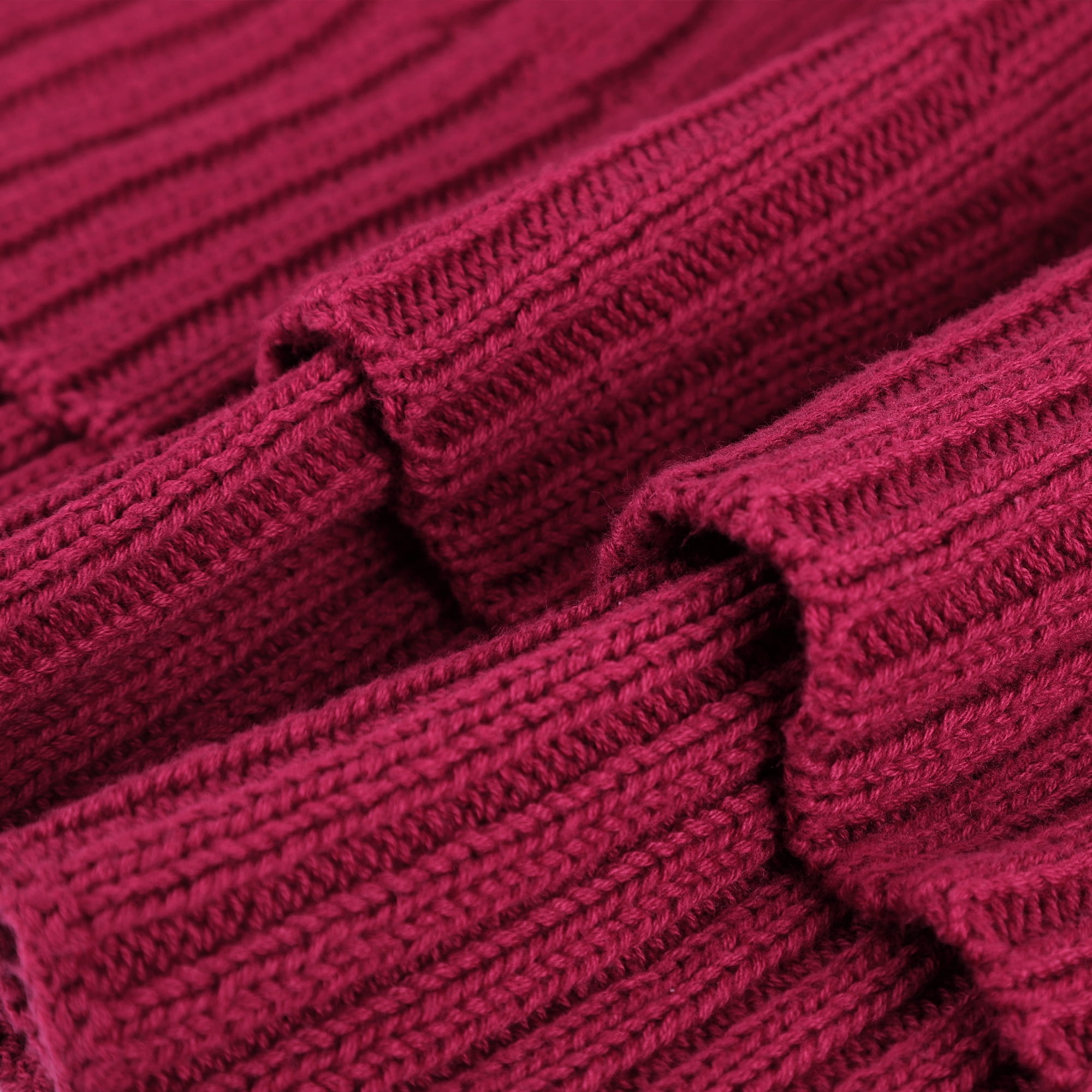 Unique Bargains Cable Knitted Bed Sofa Throw Blanket Red 71" x 79"