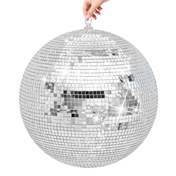 Queroig Large Disco Ball, Hanging Disco Ball, Silver Color Disco Ball, Big Disco Ball Wedding Decoration (12/16/20Inch)