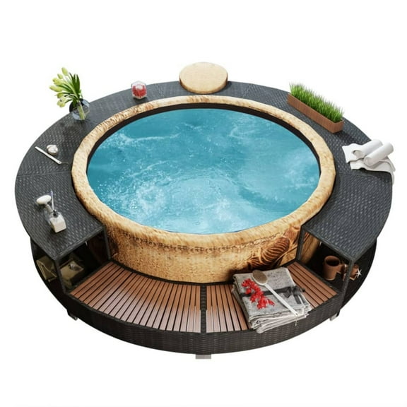 Casafoyer Spa Surround Poly Rattan Black