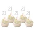 thumbnail image 1 of Cupcake Toppers Sotpot, 21 cumpleaños, 30 unidades, purpurina plateada, 1 of 6