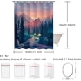 thumbnail image 4 of Mountain Shower Curtain, Teal Shower Curtain for Bathroom, Cool Shower Curtain Nature Shower Curtain Hooks, Watercolor Misty Forest Sun Sunset Landscape Shower Curtain, 72Wx72H Inch, 4 of 6