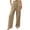 1# Khaki, variant on Women's Linen Pants High Waisted Wide Leg Button Decorated Casual Stretchy Pants with Pockets Sky Blue M