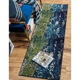 thumbnail image 1 of Unique Loom Estrella Collection Vibrant Abstract Runner Rug, 2 ft 7 in x 10 ft, Navy Blue/Green, 1 of 1