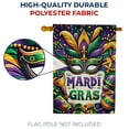 thumbnail image 3 of America Forever Mardi Gras Festivities Mask Feathers Double Sided House Flag 28 x 40 inch Masquerade Beads Confetti Carnival Holiday Decorative Yard Outdoor Banner, 3 of 4