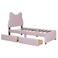 thumbnail image 4 of DreamBuck Bed Frame Twin Size, Upholstered Platform Bed Frame with 2 Drawers and Cartoon Ear Shaped Headboard for Bedroom, Wood Bed Frame for , Boys, Girls, No Box Spring Needed, Easy Assembly, 4 of 10