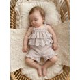 thumbnail image 5 of BemeyourBBs Toddler Baby Girl Summer Clothes Cute Infan Baby Girls Summer 2 Piece Outfit 6 12 18 24 Months 2 3 4 Years Strap Tie-up Striped Layered Camisole TankTop with Shorts Set, 5 of 9