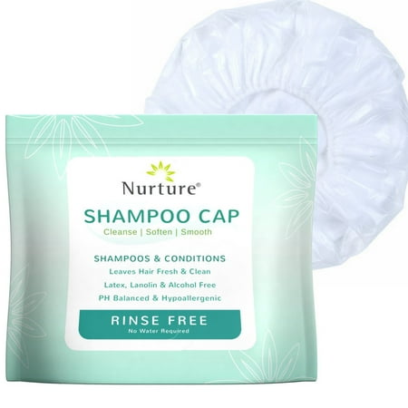 No Rinse Shampoo Cap by Nurture (6-PACK) | Rinse Free Shower Cap That Shampoos & Conditions - PH Balanced &