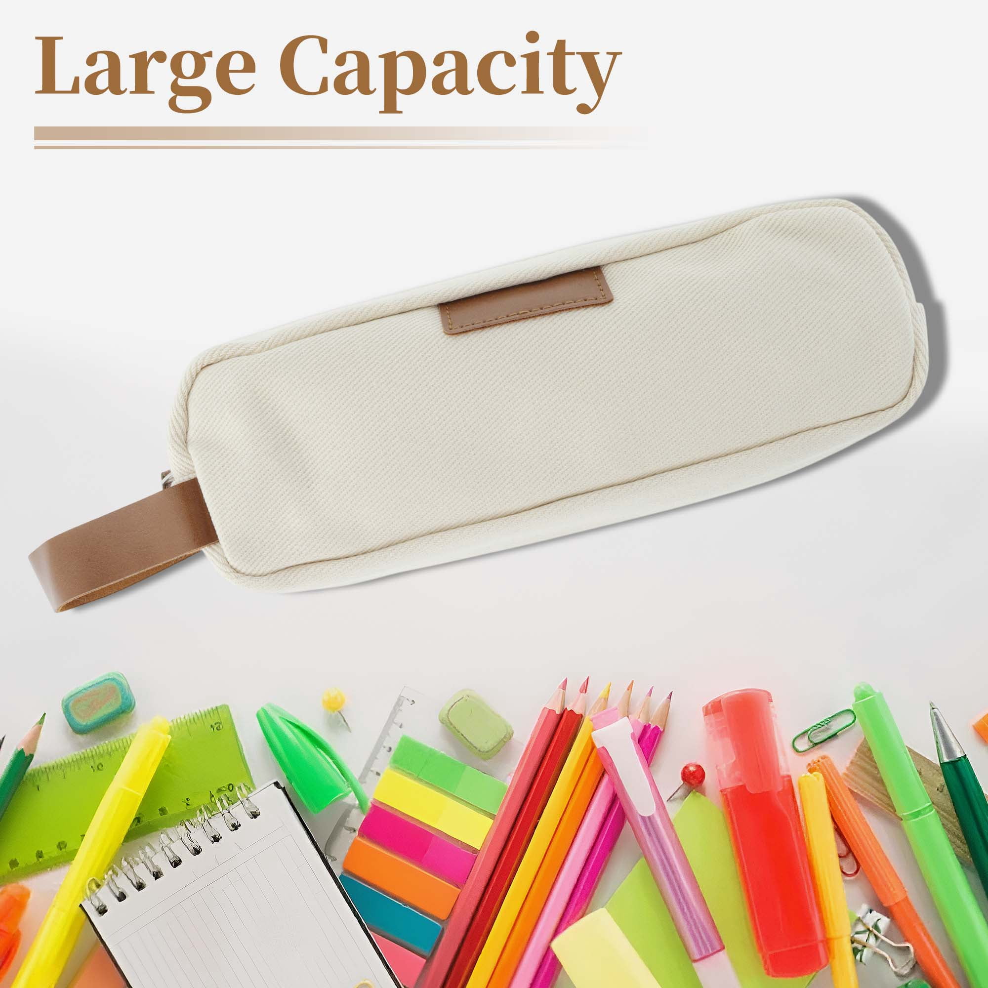 Unique Bargains Cotton Style Aesthetic Pen Bag Organizer Beige