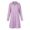 thumbnail image 5 of SnnmBlm Womens Striped Button Down Midi Shirt Dress Casual Loose Cuffed Long Sleeve Mid Long Dresses Pink S, 5 of 6