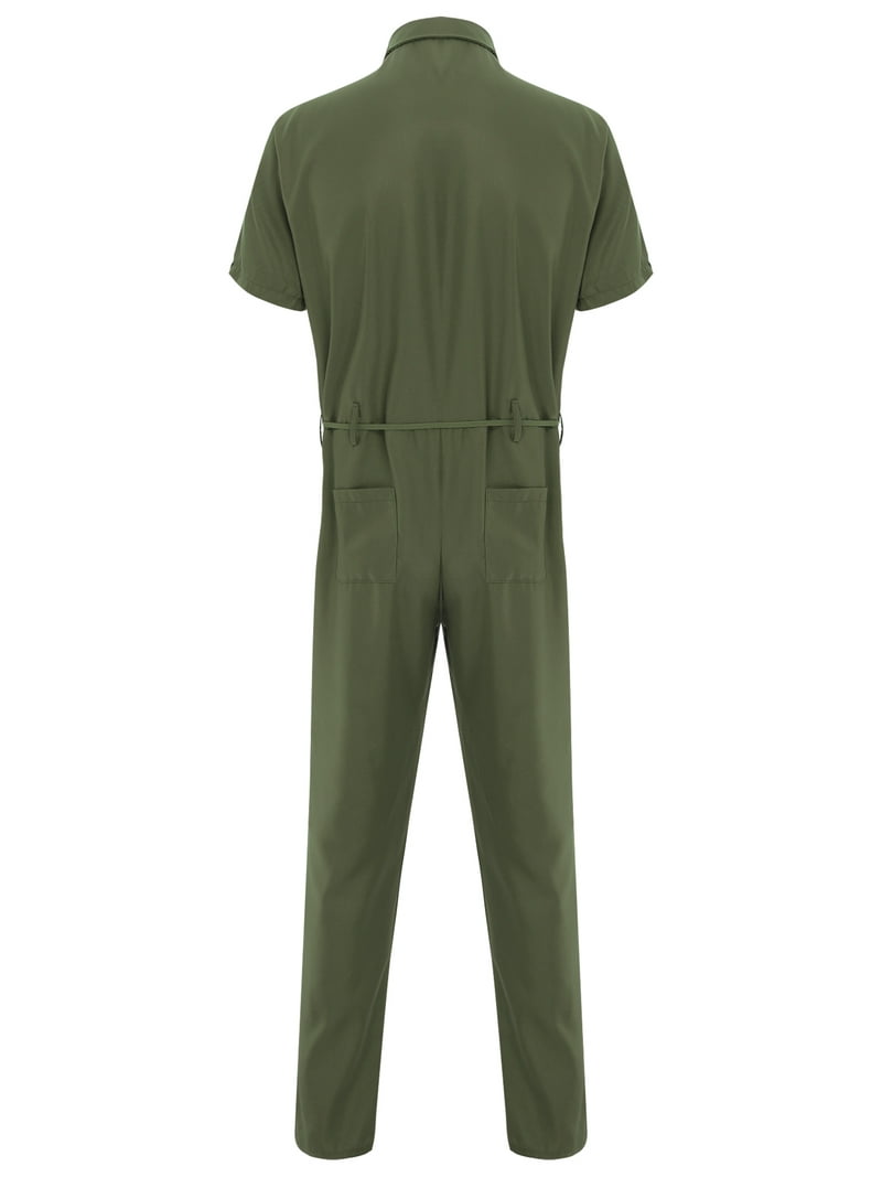 inhzoy Men's Short Sleeve Casual Coverall Mechanic Uniform