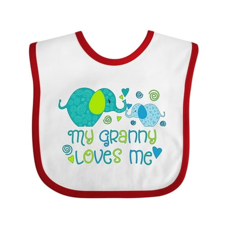 

Inktastic My Granny Loves Me- Cute Elephants Gift Baby Boy or Baby Girl Bib