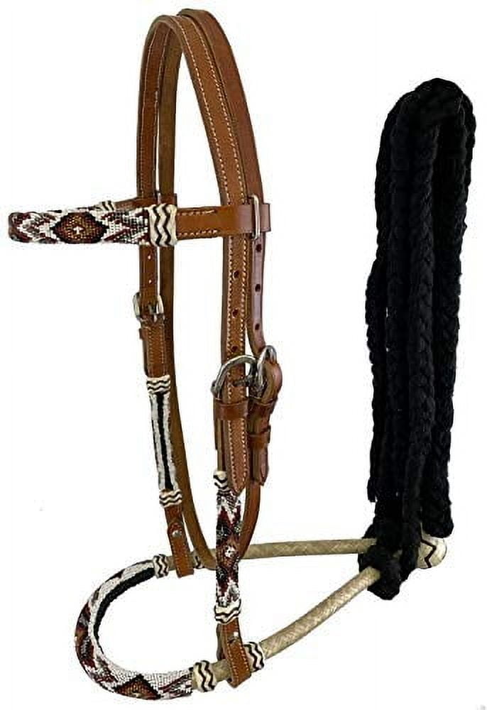 Schneiders Double S Reno Browband Headstall - Hand Tooled Leather With Stainless Steel Buckles, Size Large