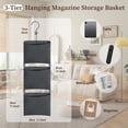 thumbnail image 2 of Wymulot 3 Tier Wall Mounted Magazine Rack, Magazine Basket with Hooks, Boho Storage Holder Books Basket for Newspaper, Remote Controls, Keys, Decorative Hanging Basket for Living Room, Bedroom (Gray), 2 of 7