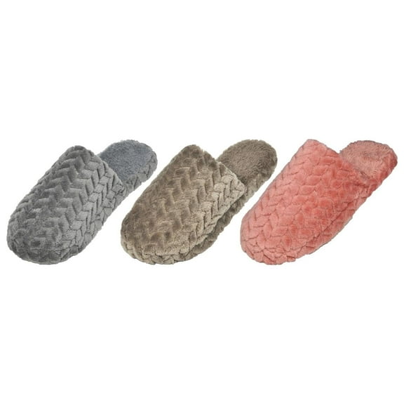 DDI 2361140 Womens Plush Slippers - Chevron, Small-Extra Large - Case of 36