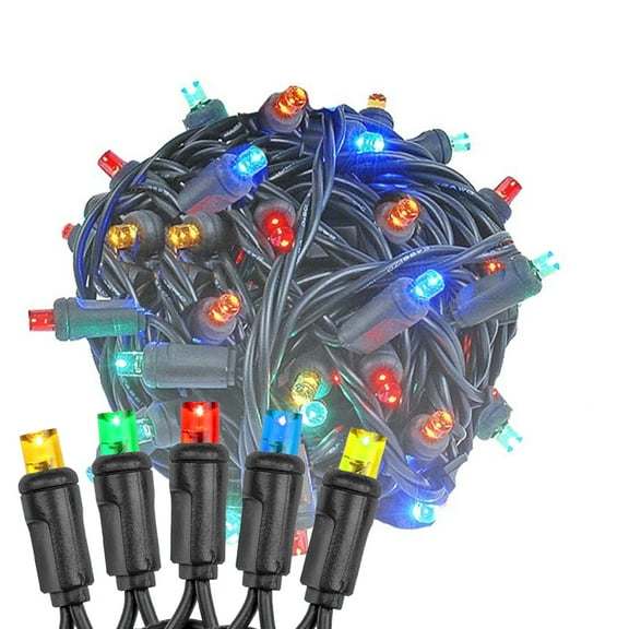 Novelty Lights 50 Light Multi LED Christmas Mini Light Set (Black Wire, 25 Feet)