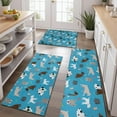 thumbnail image 2 of Cartoon Dogs Blue Background Kitchen Rugs Sets Of 3,Kitchen Runner Rugs Non Skid Washable,Decorative Kitchen Floor Mats for Kitchen,Sink,Laundry,17"x30"+ 17"x47" + 17"x59", 2 of 6
