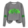 thumbnail image 1 of AherBiu Chandails en Molleton de la Saint-Patrick pour Femmes Col Rond Manches Longues Imprimé Trèfle Doublé en Polaire Vêtements de Printemps, 1 of 4