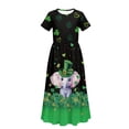 thumbnail image 5 of Uourmeti Saint Patrick Elephant Print Dress for Girls Short Sleeve Loose Casual Holiday Dresses Elegant Maxi Floor Length A-Line Dress, Size 13-14 Years, 5 of 7