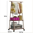 thumbnail image 4 of Clothes Rack on Wheels, Rolling Garment Rack with 2-Tier Storage Shelves for Shoes, Clothes, Portable Garment Laundry Rack for Home Office, Brown, 4 of 5