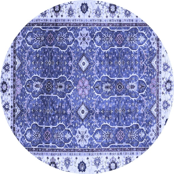 Ahgly Company Indoor Round Oriental Blue Traditional Area Rugs, 6' Round