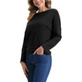 thumbnail image 4 of INSPIRE CHIC Long Sleeve Knit Tops for Women's Drop Shoulder Loose Pullover Top Shirt Blouse L Black, 4 of 5