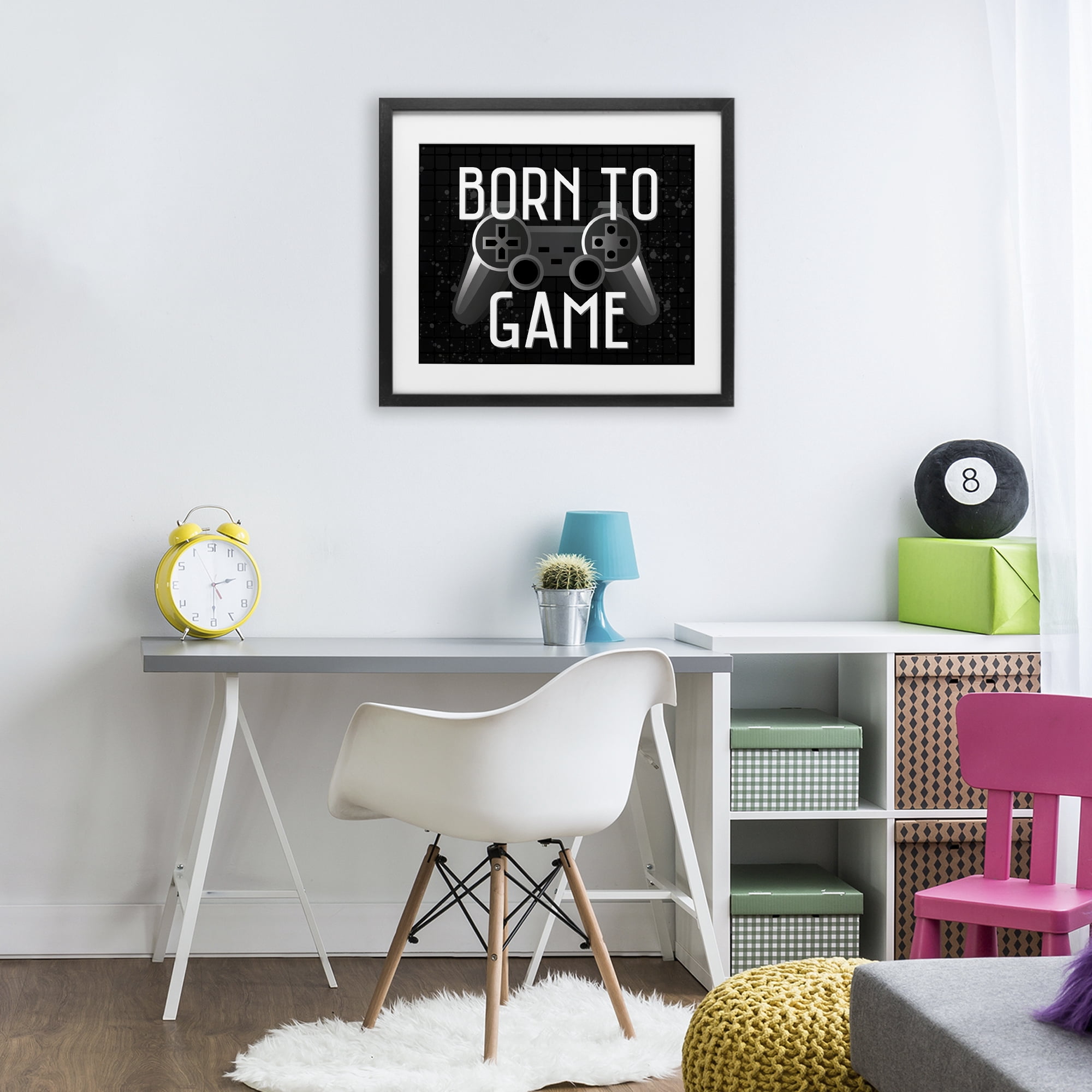 Stupell Industries Born To Game Retro Black Framed Print Under Glass, design by Kim Allen