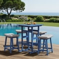 thumbnail image 6 of MUCHENGHY Set of 2 Outdoor Bar Stools 24" with Cushions, HDPE Patio Saddle Seats, Navy, 6 of 8