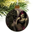 thumbnail image 2 of Goth Girl Dressed in Black Tattoos Wood Christmas Tree Holiday Ornament, 2 of 4