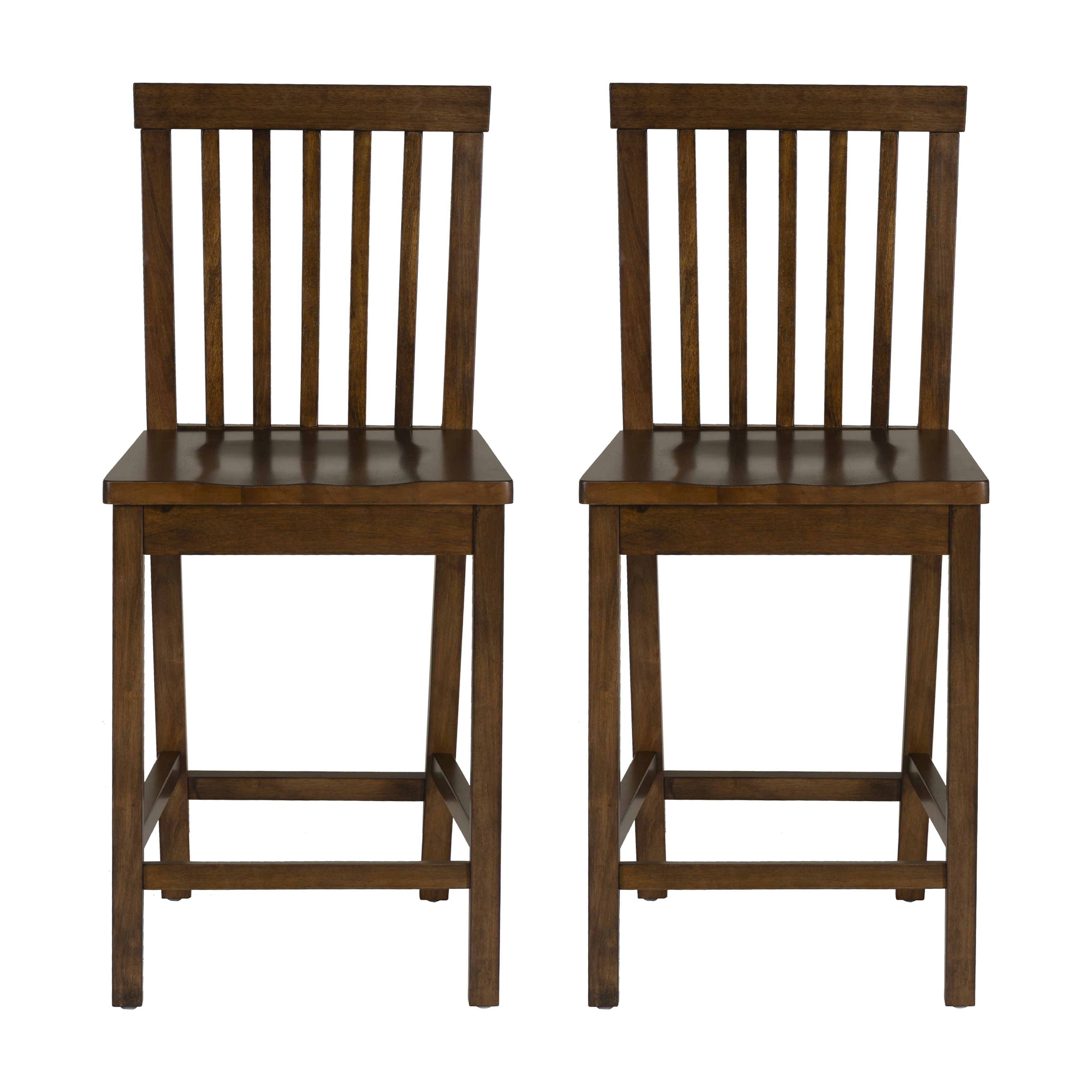 Linon Percival 24" Indoor Wood Counter Stool, Set of 2, Walnut