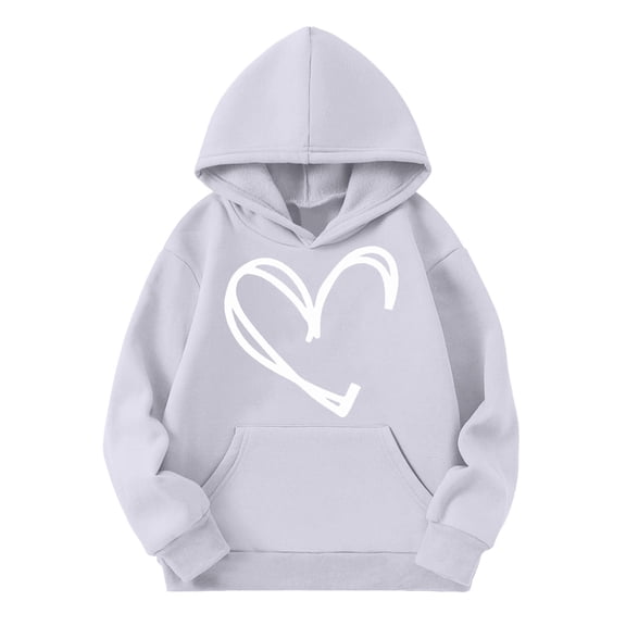 Mercatoo Youth Girls Prepp1 Hoodies Oversized Cute Heart Graphic Pullover Valentines Day Sweatshirt Kids Trendy Long Sleeve Shirt