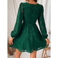 thumbnail image 4 of Vestido de mujer, vestido de encaje, escote en V, botones, manga larga, vestidos casuales, 4 of 5