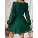 thumbnail image 4 of Vestido de mujer, vestido de encaje, escote en V, botones, manga larga, vestidos casuales, 4 of 5