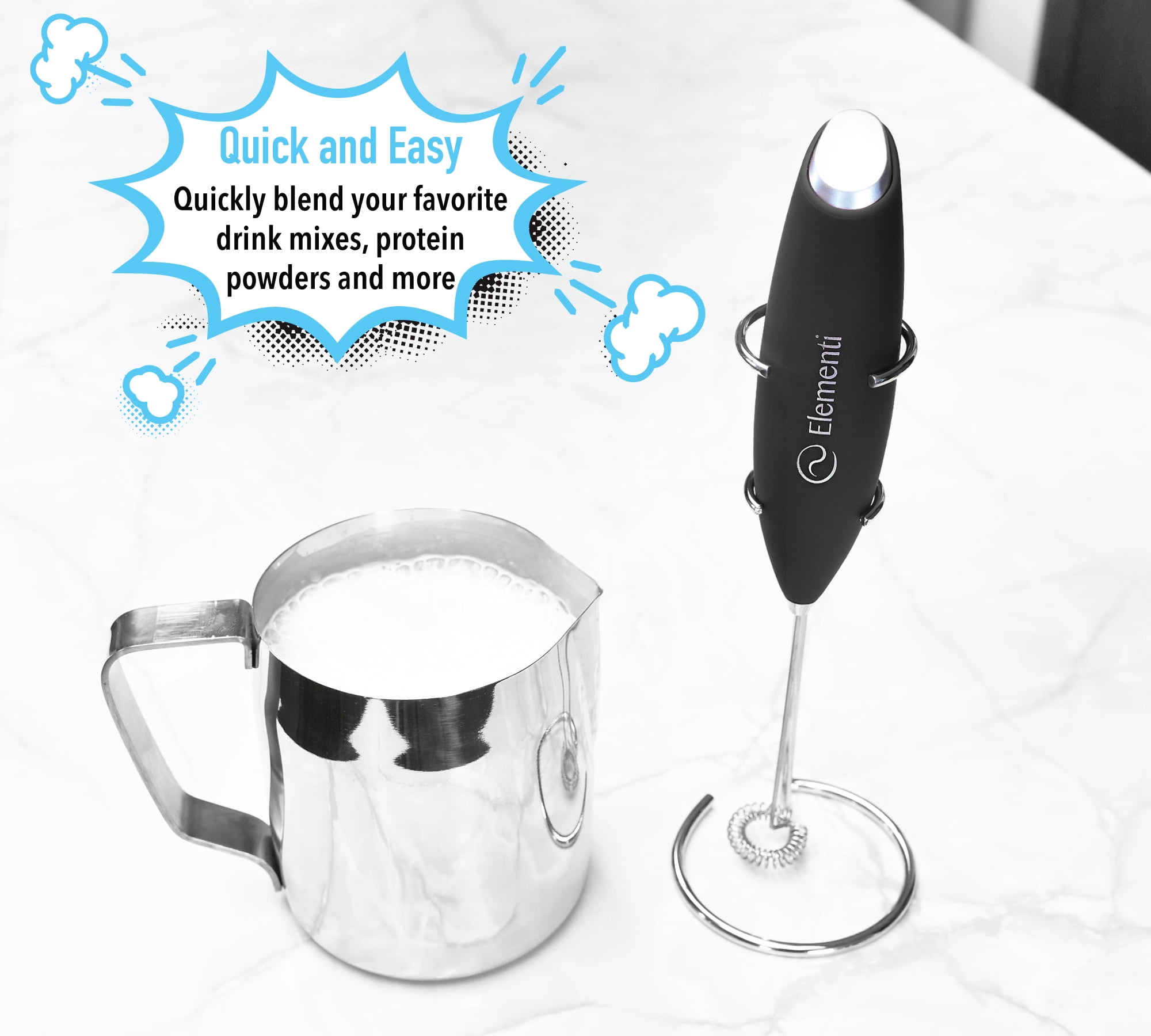 Elementi Electric Milk Frother Handheld, Matcha Whisk, Milk frother fo –  ebuystt