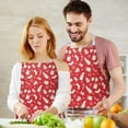 thumbnail image 3 of Red Christmas Apron-Garden Aprons for Women with Pockets-Cotton Linen Waterproof Kitchen Cooking Gardening Aprons Adjustable for Kitchen,Cooking,BBQ and Salon 32"x27", 3 of 7