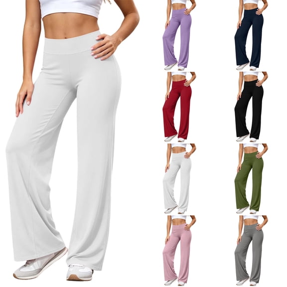 Loose Yoga Pants for Women Zaewscy Women's Fashion Solid Color High Waist Yoga Pant Running Yoga Leisurely Pants White M