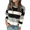 thumbnail image 1 of CEHVOM Femmes Bouton Manches Longues Tricot Chandail Molletonné Chandail Hauts Blouse Chemise Col Roulé Chandail Assorti, 1 of 8