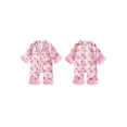 thumbnail image 2 of Cjfdfy Newborn Baby Girls Boy Satin Christmas Pajamas Clothes Santa Bow Print Long Sleeve Fuzzy Trim Button Jumpsuit Cute My First Christmas Fall Winter Sleepwear 0-18M, 2 of 9