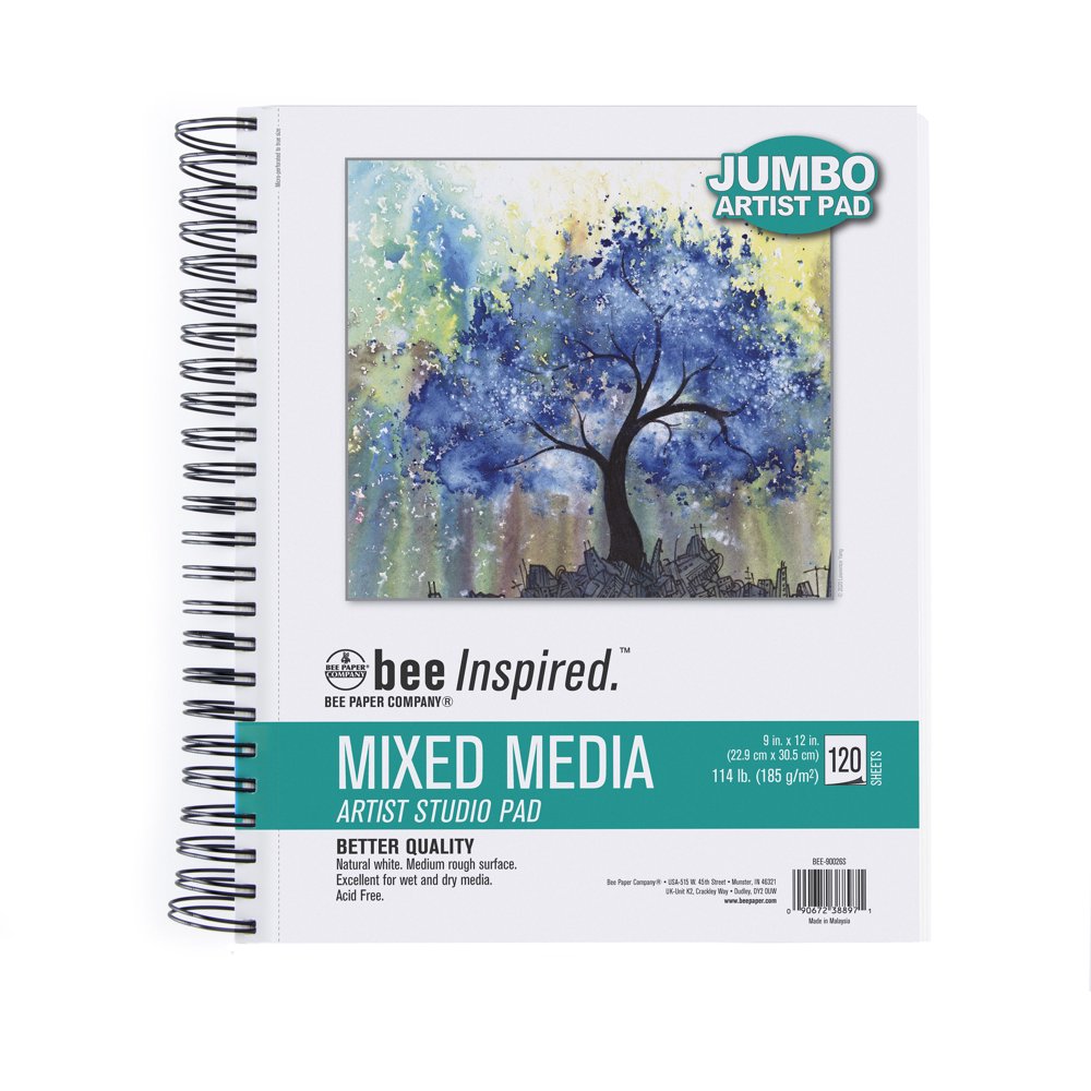 Bee Paper 9" x 12" Mixed Media Artist Sketchbook, Spiral Bound, 120