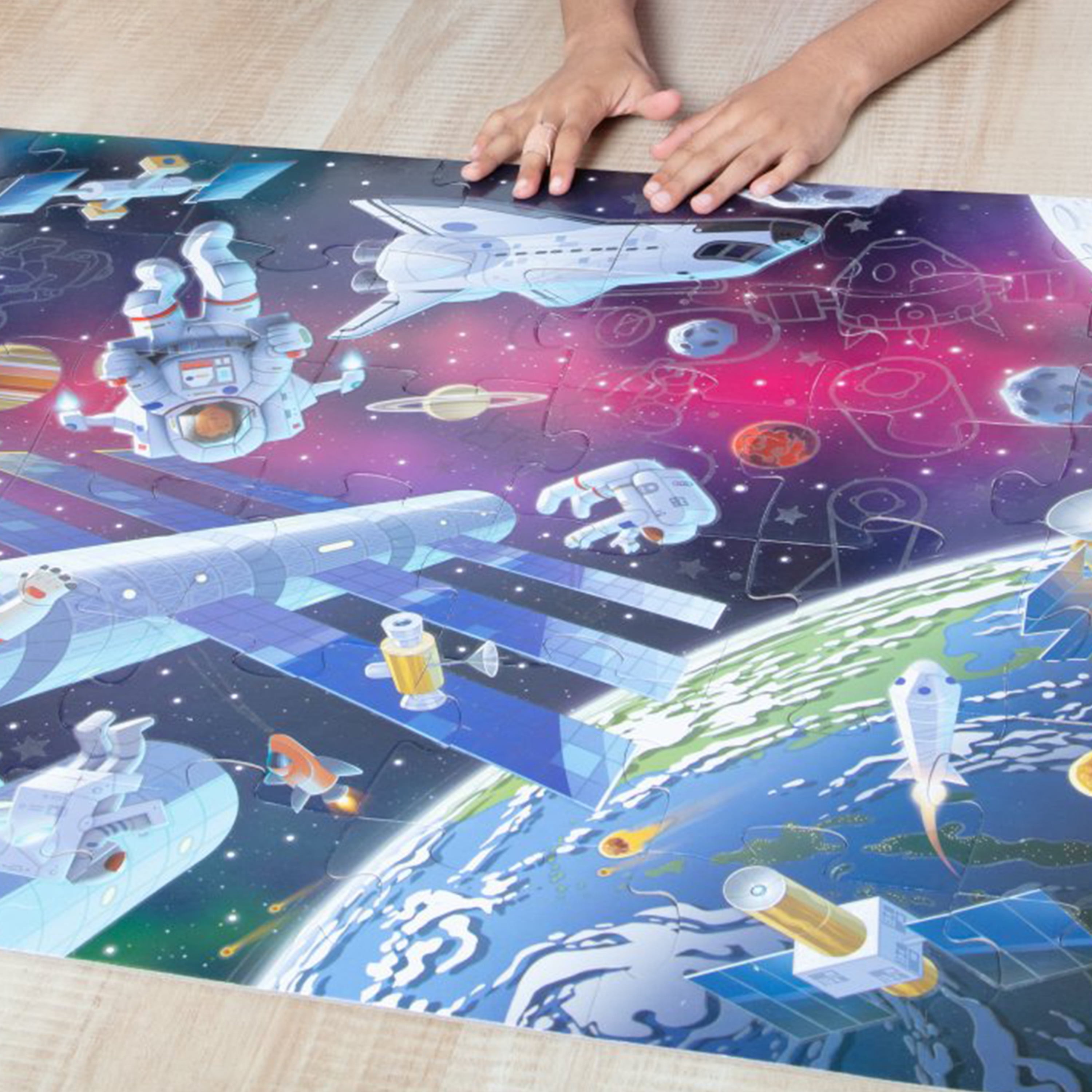 Melissa & Doug Outer Space Glow-in-the-Dark Cardboard Jigsaw Floor Puzzle – 48 Pieces, for Boys and Girls 3+ - FSC Certified