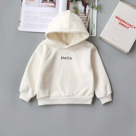 

Clearance Sale Dihao Fall Winter Sweatshirts for Toddler Kids Newborn Infant Baby Boy Girl Hooded Letter Solid Thick Coat Sweatshirt Pullover