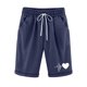 thumbnail image 1 of Gibobby pantalones de vestir mujer cintura alta Pantalones cortos de algodón y lino con estampado de diente de león para mujer (Azul marino, S), 1 of 4