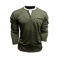thumbnail image 5 of XUANTAOO Mens Shirt Long Sleeve Button Down Crewneck Henley Shirts Basic Green Tshirt with Button Mens Workout Shirts, 5 of 6