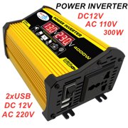 Car Power Inverter 12V to110V 120V 300W DC to AC Solar Convertor Transformer Inverter with USB Voltage LED Display